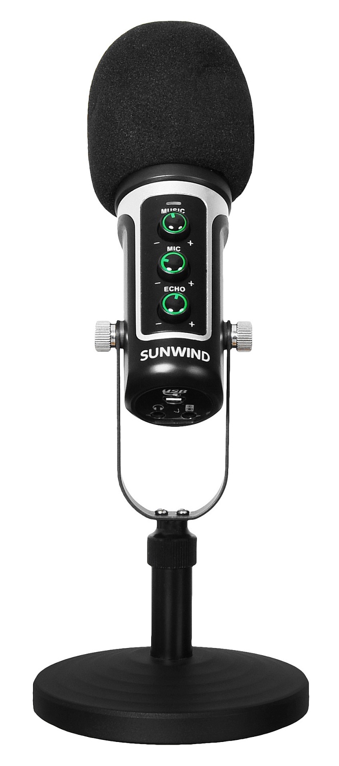 Микрофон проводной SunWind SW-SM500G 1.8м черный