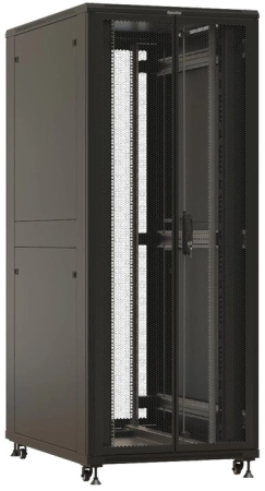 Шкаф коммутационный Hyperline (TTBR-4288-DD-RAL9004) напольный 42U 800x800мм пер.дв.перфор. задн.дв.перфор. 2 бок.пан. 1000кг черный 710мм 123.38кг 2055мм