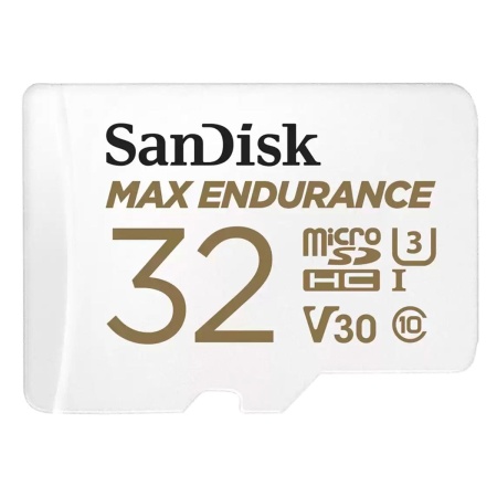 Карта памяти SanDisk MAX ENDURANCE microSDHC 32GB+ SD Adapter - for home security cameras & dashcams up to 15,000 Hours, Full HD / 4K videos, Extreme endurance, up to 100/40 MB/s Read/Write speeds, C10, U3, V30