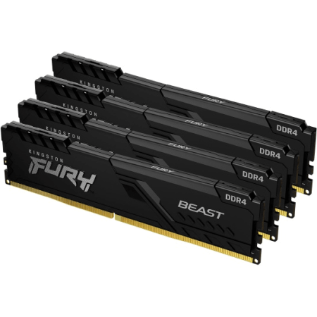 Модуль памяти Kingston KF432C16BB1K4/64 FURY Beast Black 64GB Kit (4x16GB), DDR4-3200, CL16 DIMM, 1Gx8