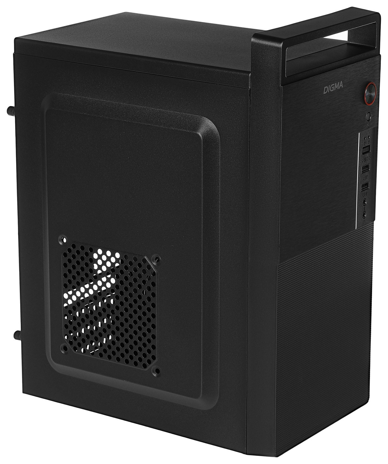 Корпус Digma DC-MATX101-U2 черный без БП mATX 1x80mm 2x120mm 2xUSB2.0 audio