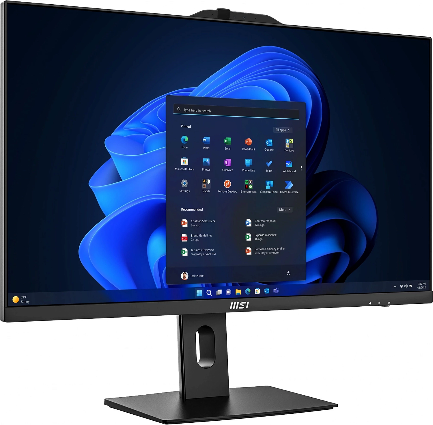 Моноблок MSI Pro AP272P 14M AiO 27" FHD (1920x1080)IPS AG Non-touch, Core i5-14400 (2.5GHz), 16Gb DDR4(1x16Gb), 512GB SSD M.2, Intel UHD, WiFi, BT, camera, WirelessKB&mouse Eng/Rus,Win11Pro Rus,1y war-ty, Blac