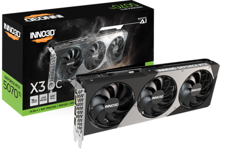 Видеокарта INNO3D RTX 5070 Ti X3 OC//RTX5070Ti, HDMI, DP*3, 16G,D7