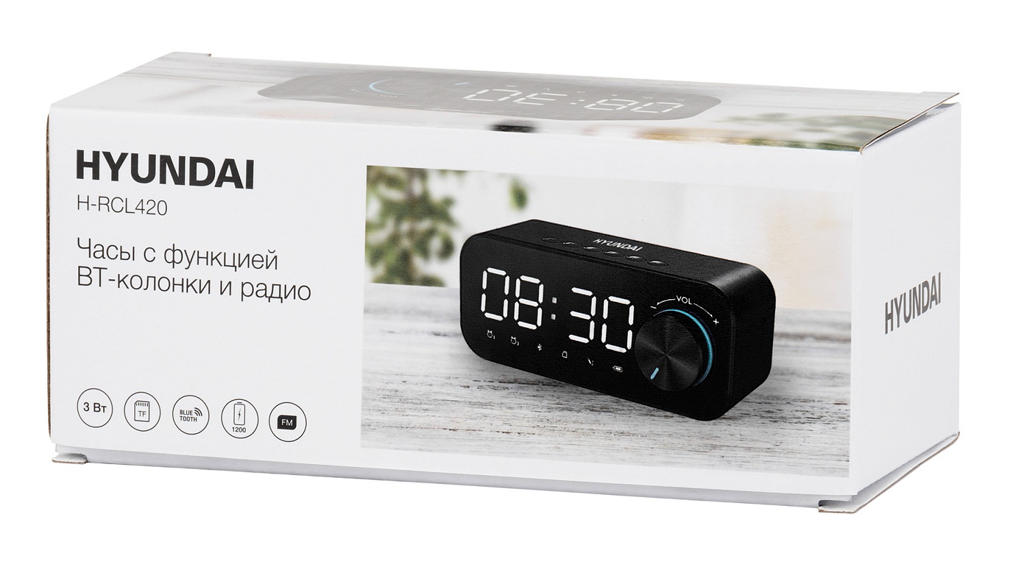 Радиобудильник Hyundai H-RCL420 черный LED подсв:белая часы:цифровые FM Радиобудильник Hyundai H-RCL420 черный LED подсв:белая часы:цифровые FM