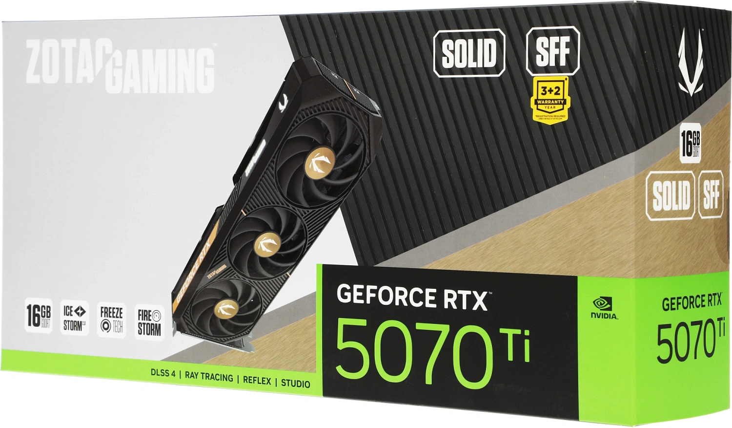 Видеокарта Zotac PCI-E 4.0 RTX 5070 Ti SOLID SFF NVIDIA GeForce RTX 5070TI 16Gb 256bit GDDR7 2452/28000 HDMIx1 DPx3 HDCP Ret