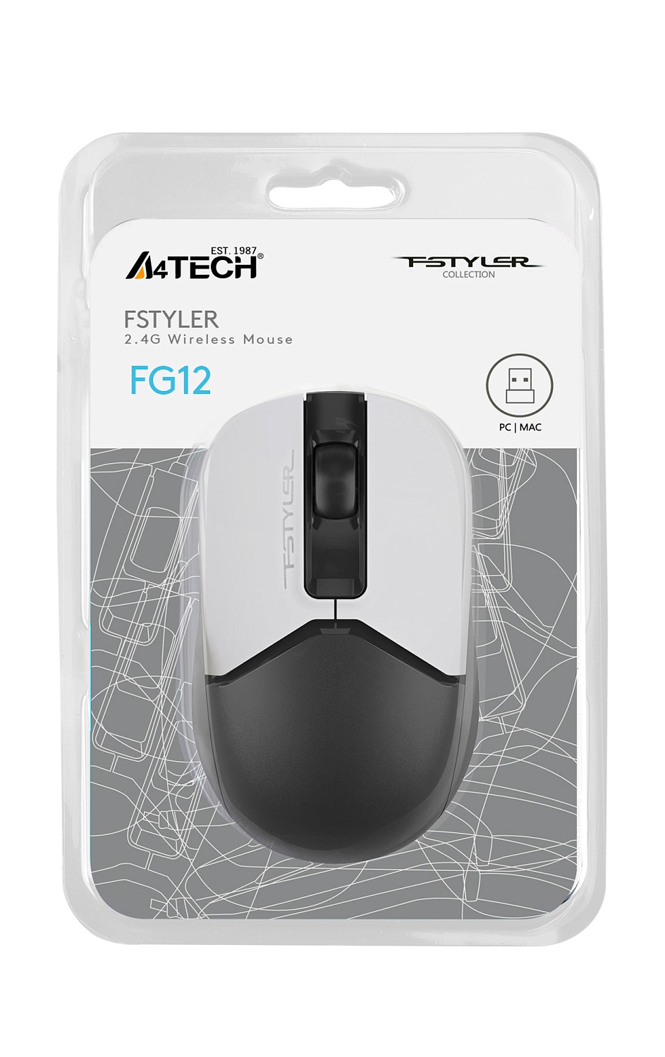 Мышь A4Tech Fstyler FG12 Panda белый/черный оптическая (1200dpi) беспроводная USB (3but) Мышь A4Tech Fstyler FG12 Panda белый/черный оптическая (1200dpi) беспроводная USB (3but)