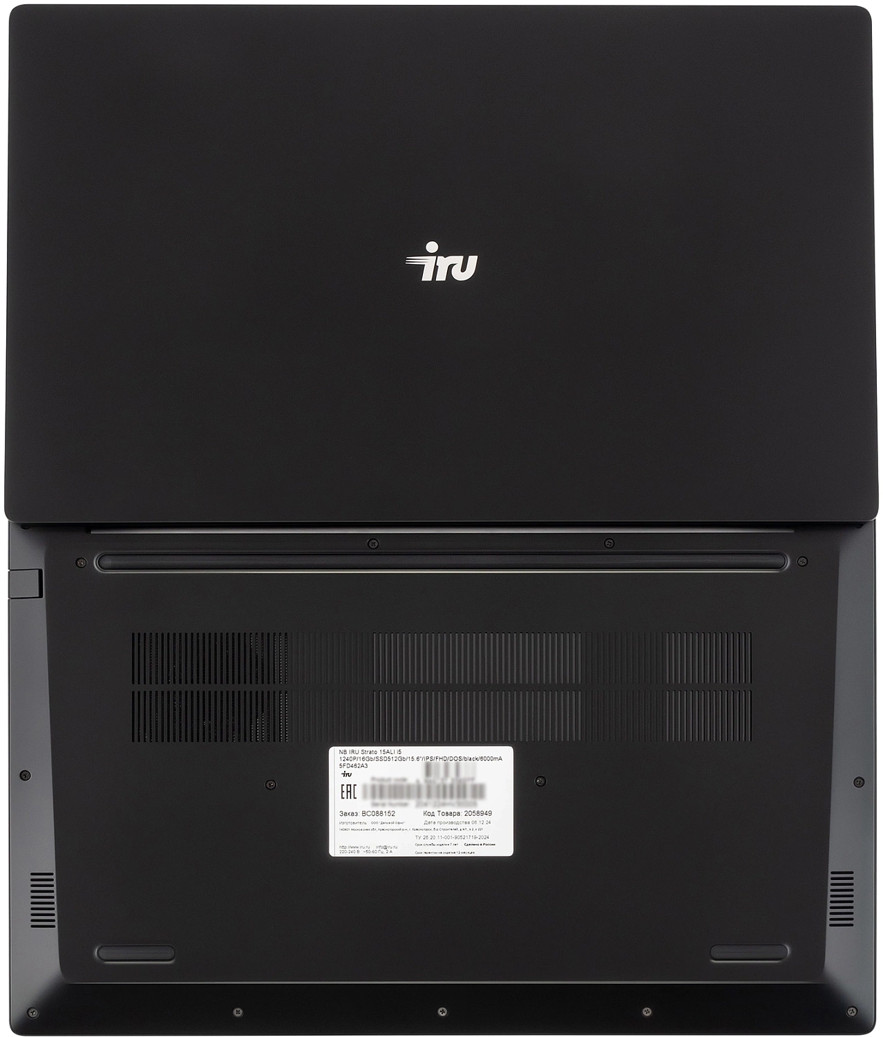 Ноутбук IRU Strato 15ALI Core i7 1255U 32Gb SSD1Tb Intel Iris Xe graphics 15.6" IPS FHD (1920x1080) Windows 11 Pro Multi Language 64 black WiFi BT Cam 6000mAh (2084679)