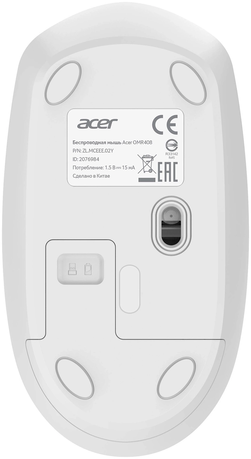 Мышь Acer OMR408 белый оптическая 1600dpi беспров. USB для ноутбука 2but (ZL.MCEEE.02Y) Мышь Acer OMR408 белый оптическая 1600dpi беспров. USB для ноутбука 2but (ZL.MCEEE.02Y)