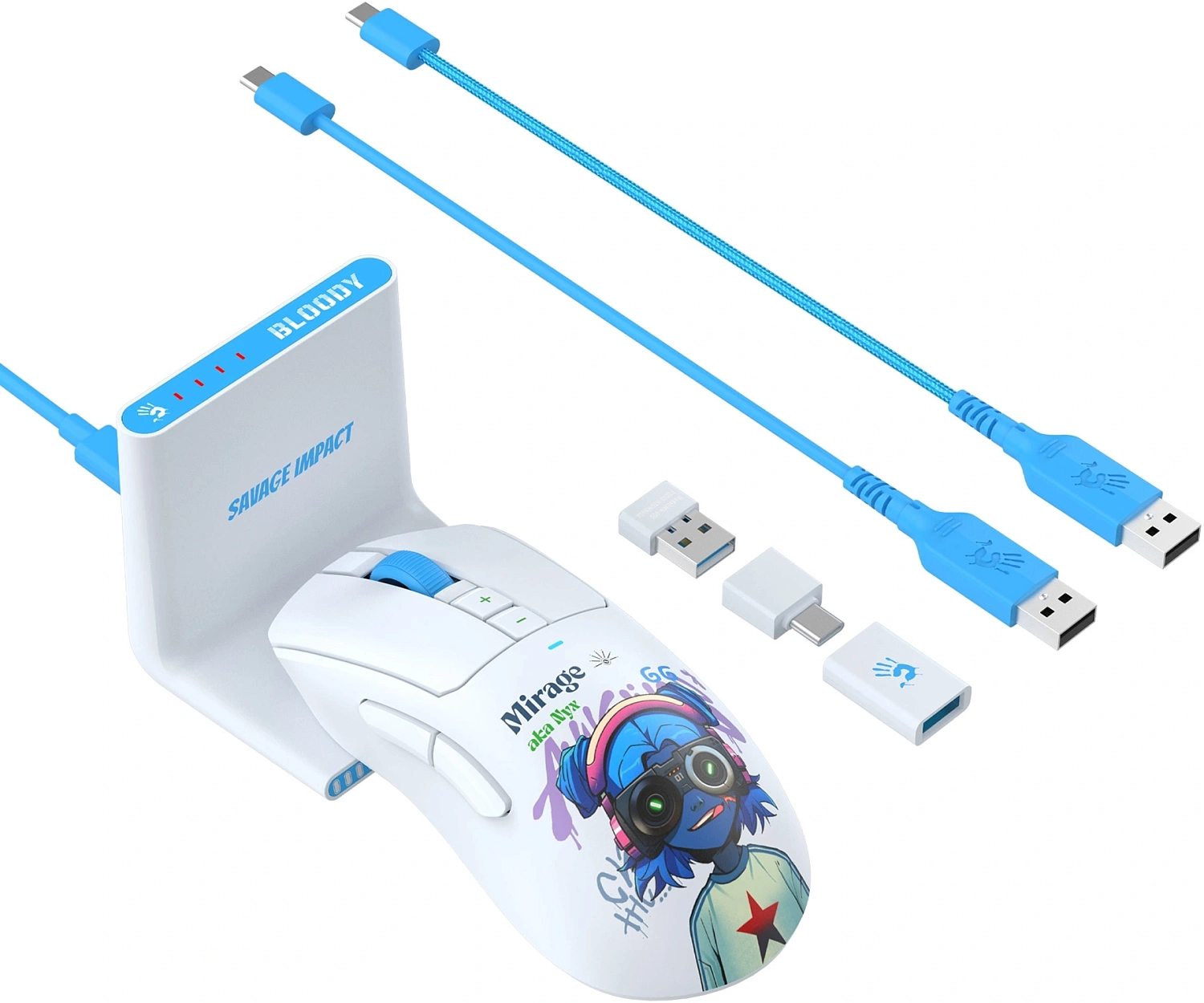 Мышь A4Tech Bloody R73 Ultra Duo белый/рисунок оптическая 20000dpi беспров. USB/USB-C 7but (R73 ULTRA DUO NYX MIRAGE) Мышь A4Tech Bloody R73 Ultra Duo белый/рисунок оптическая 20000dpi беспров. USB/USB-C 7but (R73 ULTRA DUO NYX MIRAGE)