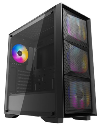 Корпус Deepcool MATREXX 50 MESH 4FS без БП, боковое окно (закаленное стекло), 3xColor LED 120мм вентилятора спереди, 1xColor LED 120мм вентилятор сзади, черный, ATX