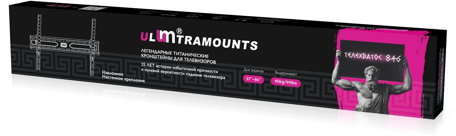 Кронштейн для телевизора Ultramounts UM846 черный 37"-86" макс.45кг настенный наклон