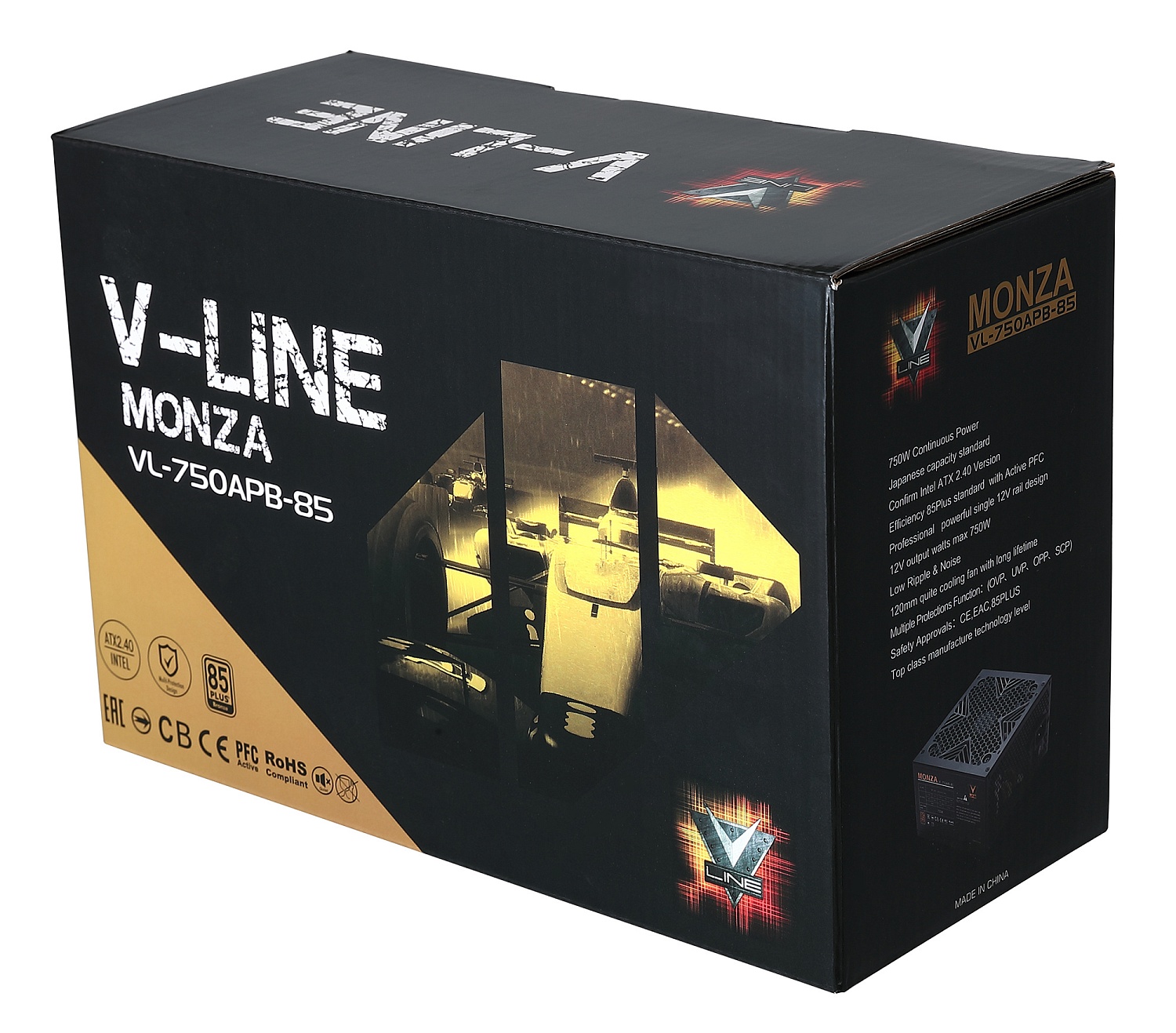 Блок питания Formula ATX 750W MONZA VL-750APB-85 80+ bronze (20+4pin) APFC 120mm fan 7xSATA RTL