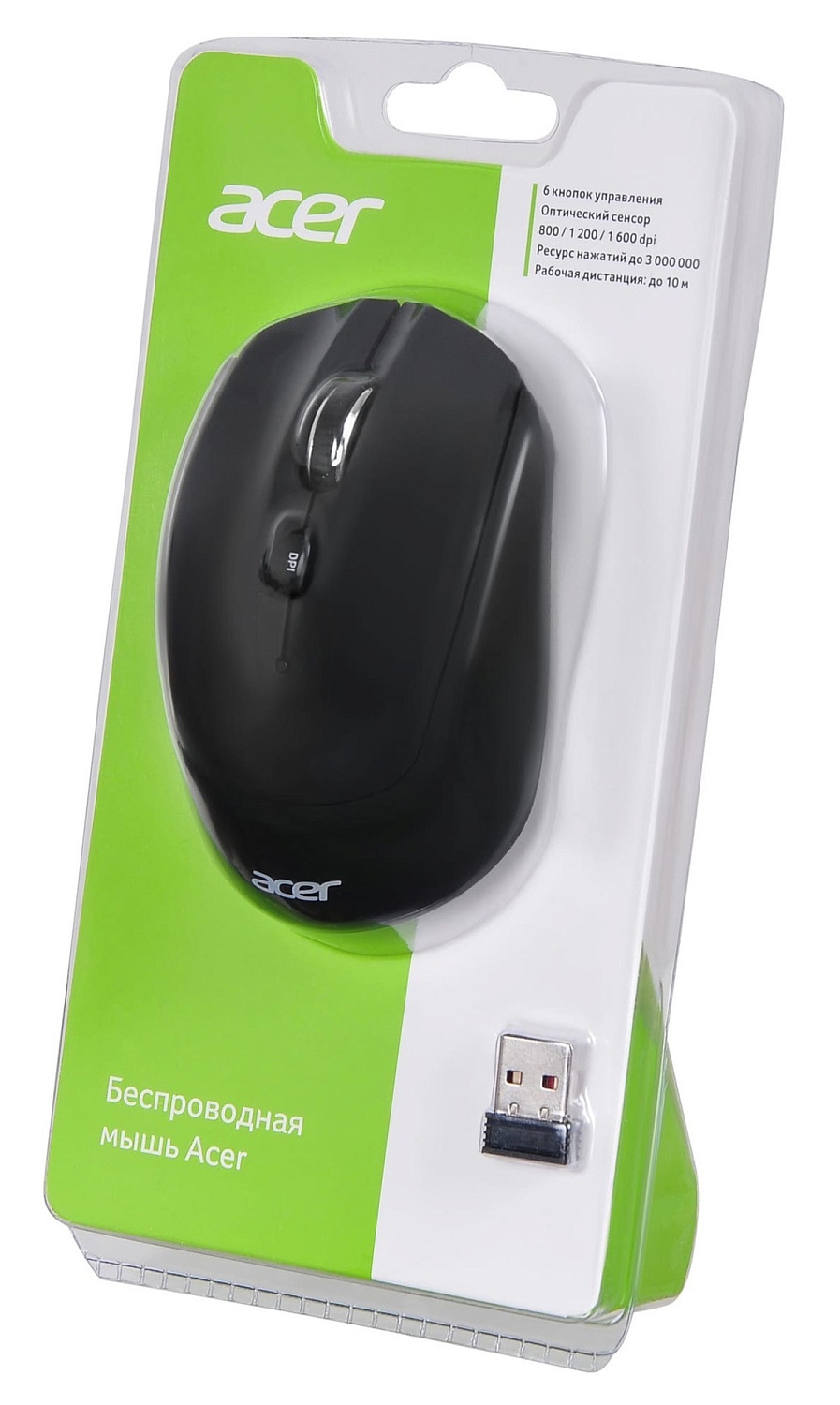 Мышь Acer OMR040 черный оптическая (1600dpi) беспроводная USB (6but) Мышь Acer OMR040 черный оптическая (1600dpi) беспроводная USB (6but)