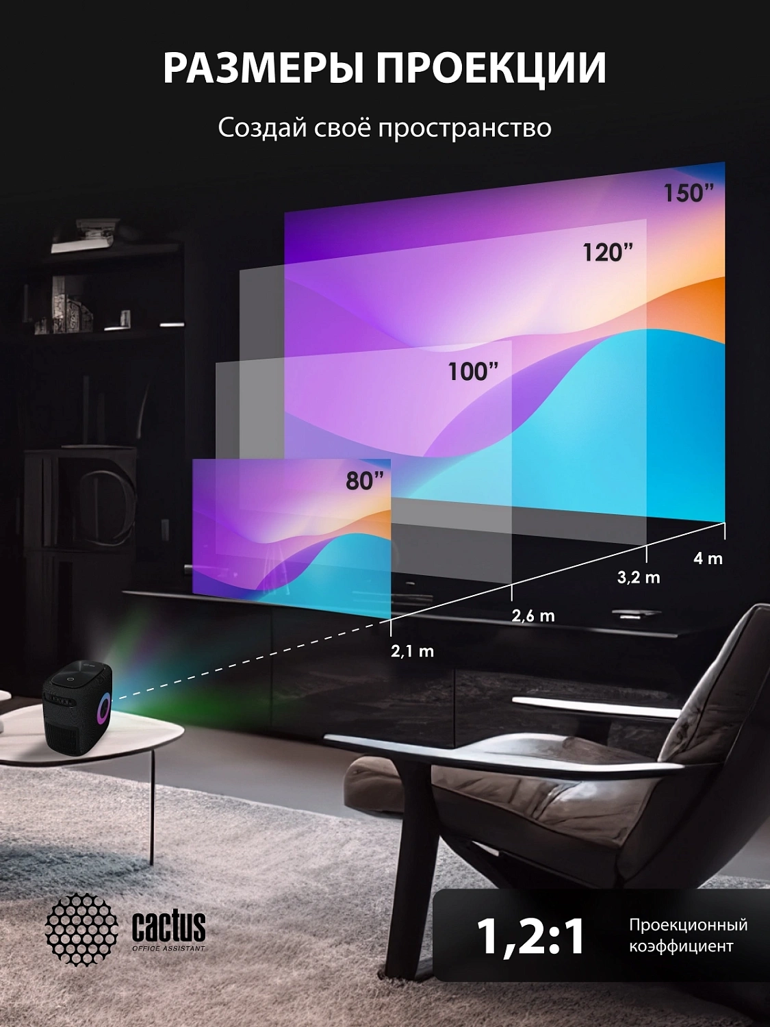 Проектор Cactus CS-PRH.01B.WUXGA-A 2LCD 1400Lm ANSI (1920x1080) 4000:1 ресурс лампы:50000часов 2xUSB typeA 2xHDMI 4кг