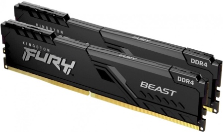 Память DDR4 2x32Gb 3200MHz Kingston KF432C16BBK2/64 Fury Beast Black RTL Gaming PC4-25600 CL16 DIMM 288-pin 1.35В dual rank с радиатором Ret