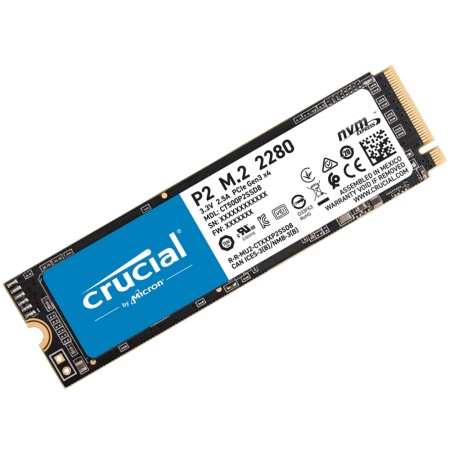 M.2 2280 500GB Crucial P2 Client SSD CT500P2SSD8 PCIe Gen3x4 with NVMe, 2300/940, IOPS 95/215K, 3D CT500P2SSD8 QLC, 150TBW, RTL {100}, (823427)