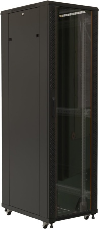 Шкаф серверный Hyperline (TTB-4768-AS-RAL9004) напольный 47U 600x800мм пер.дв.стекл задн.дв.спл.стал.лист 2 бок.пан. направл.под закл.гайки 800кг черный 710мм 124.46кг 2277мм IP20 сталь