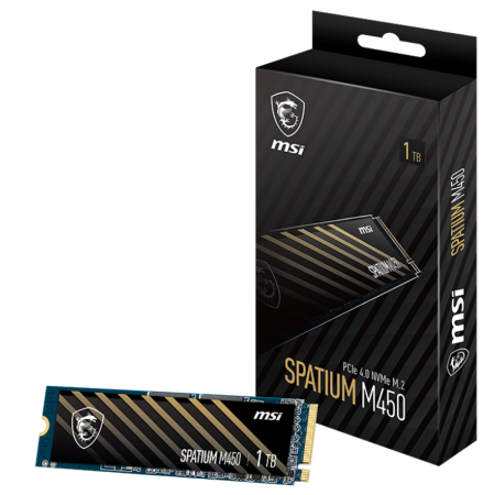 Твердотельный накопитель SSD MSI M.2 2280 1TB SPATIUM M450 Client S78-440L0M0-P83, PCIe Gen4x4 with NVMe, 3D TLC, R/ W 3400/ 2500