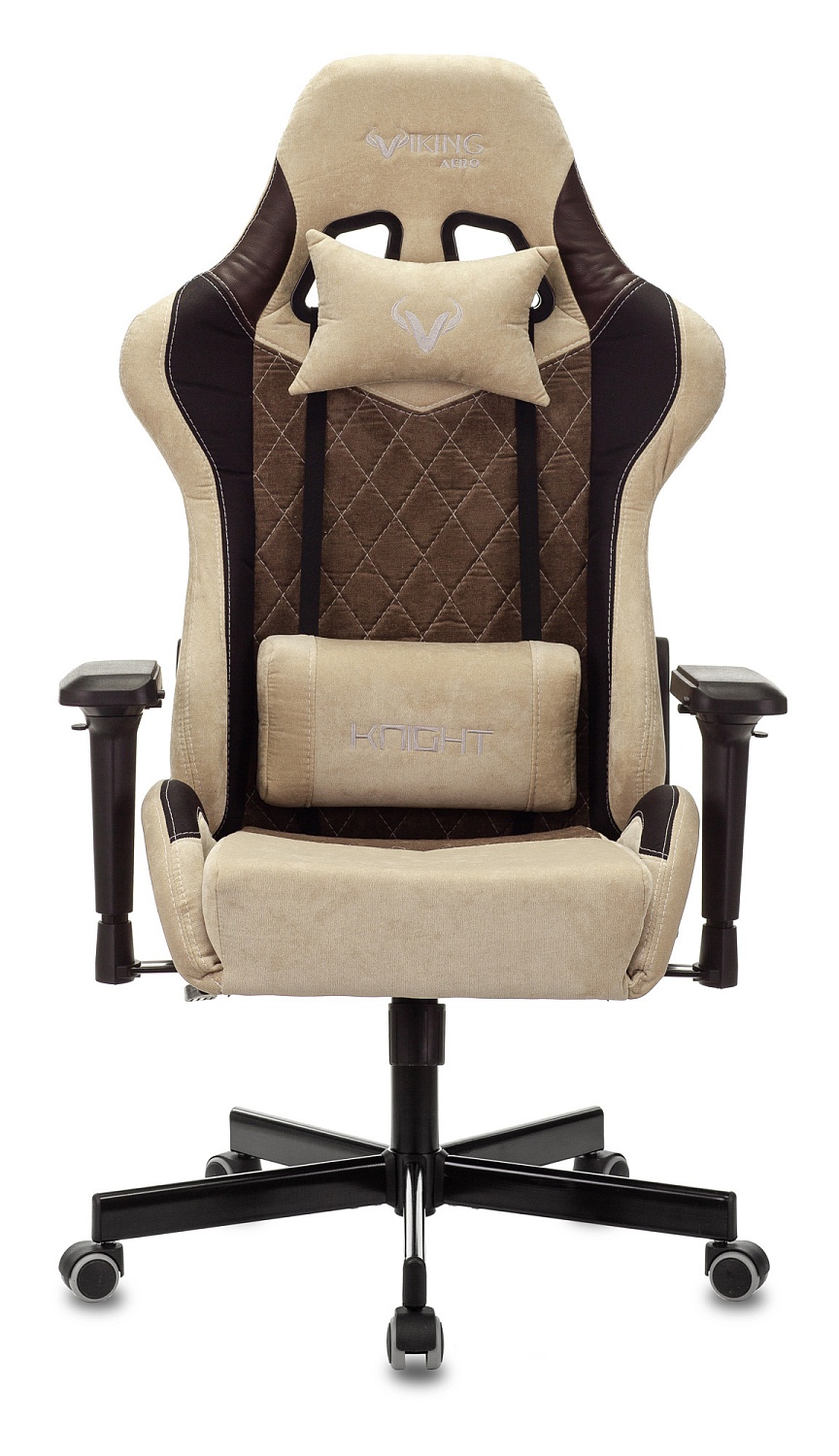 Кресло игровое Zombie VIKING 7 KNIGHT Fabric коричневый/бежевый ткань/эко.кожа с подголов. крестов. металл Кресло игровое Zombie VIKING 7 KNIGHT Fabric коричневый/бежевый ткань/эко.кожа с подголов. крестов. металл