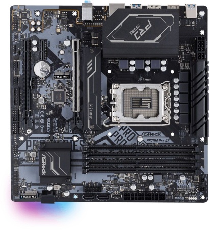 Материнская плата ASROCK H670M PRO RS, LGA1700, H670, 4*DDR4, DP+HDMI, 4xSATA3 6.0, M.2 Socket, RAID, 6xUSB 3.2, mATX; 90-MXBHK0-A0UAYZ