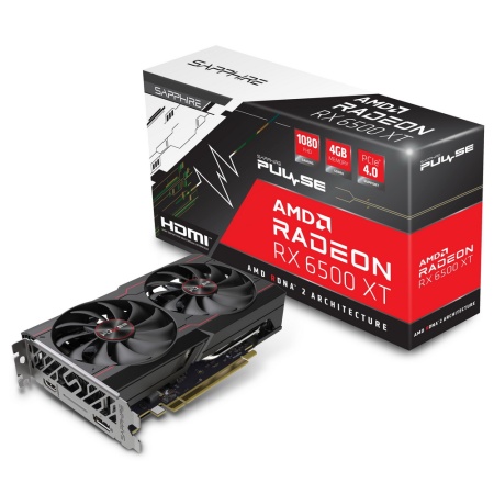 Видеокарта Sapphire PCI-E 4.0 11314-01-20G RX 6500XT Gaming OC Pulse AMD Radeon RX 6500XT 4096Mb 64 GDDR6 2685/18000 HDMIx1 DPx1 HDCP Ret