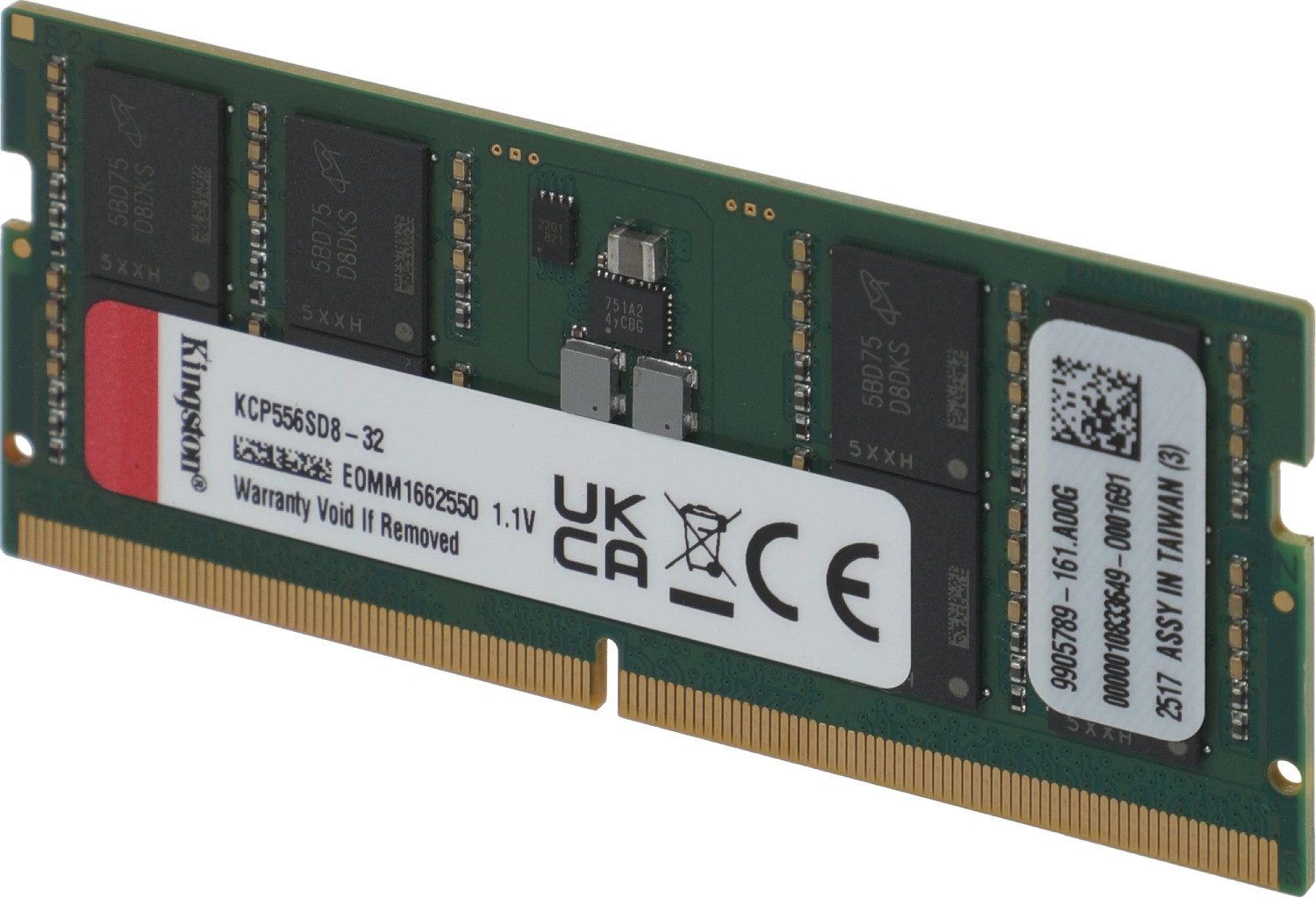 Память DDR5 32GB 5600MHz Kingston KCP556SD8-32 RTL PC5-44800 CL46 SO-DIMM 262-pin 1.1В dual rank Ret