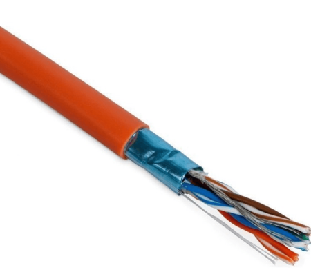 Кабель информационный Hyperline FUTP4-C5E-S24-IN-LSZH-OR-305 кат.5E F/UTP 4X2X24AWG LSZH внутренний 305м оранжевый
