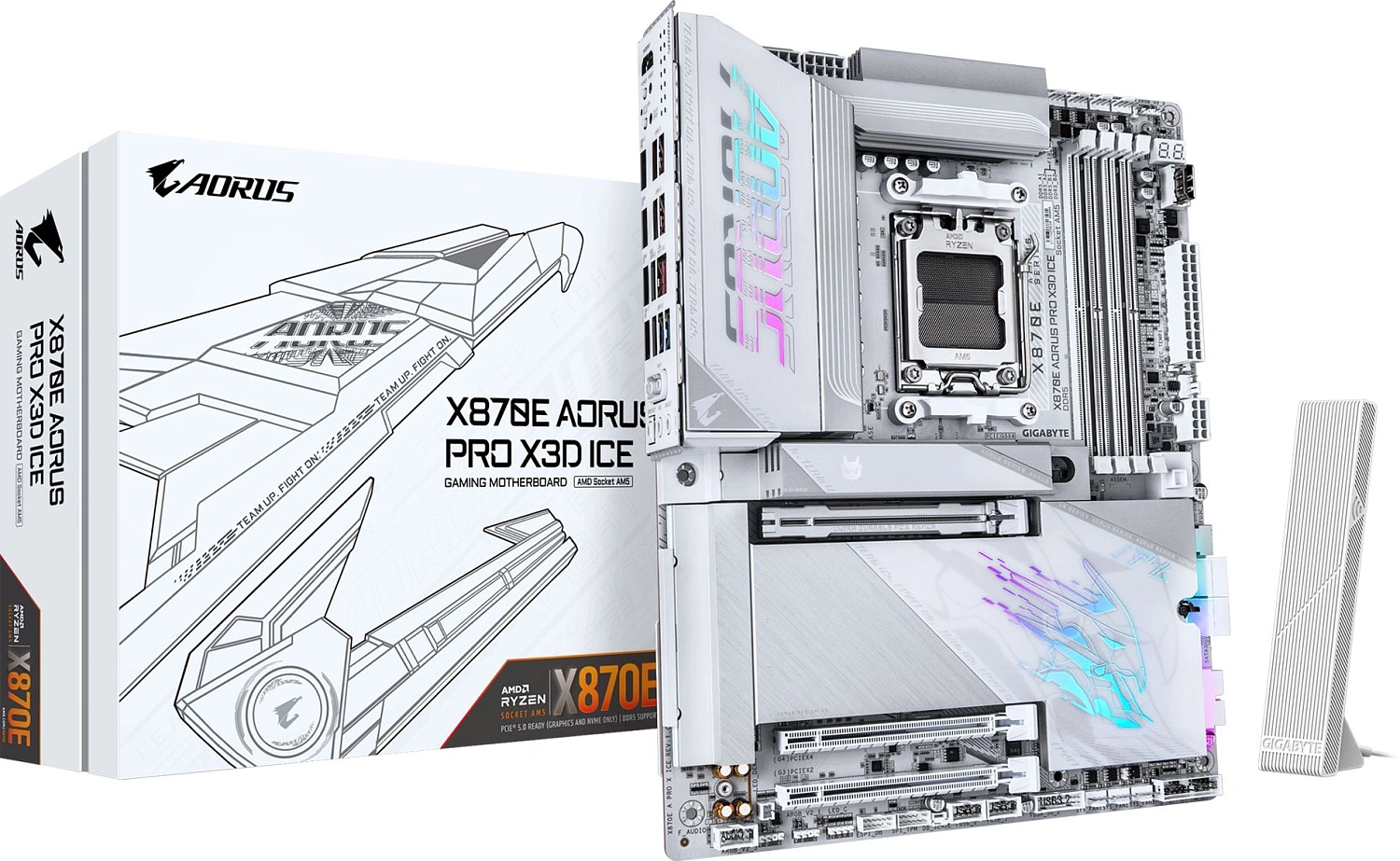 Материнская плата Gigabyte X870E A PRO X ICE Socket AM5 AMD X870E 4xDDR5 ATX AC`97 8ch(7.1) 5Gigabit RAID+HDMI