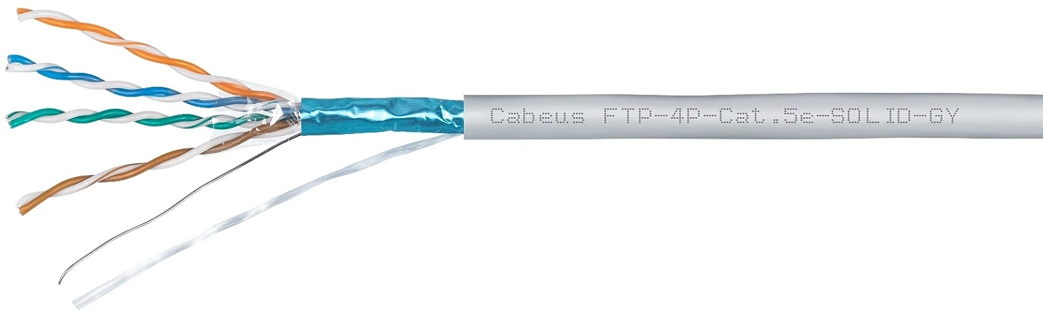 Кабель информационный Cabeus FTP-4P-Cat.5e-SOLID-LSZH-GY кат.5E F/UTP 4 пары LSZH внутренний 305м серый