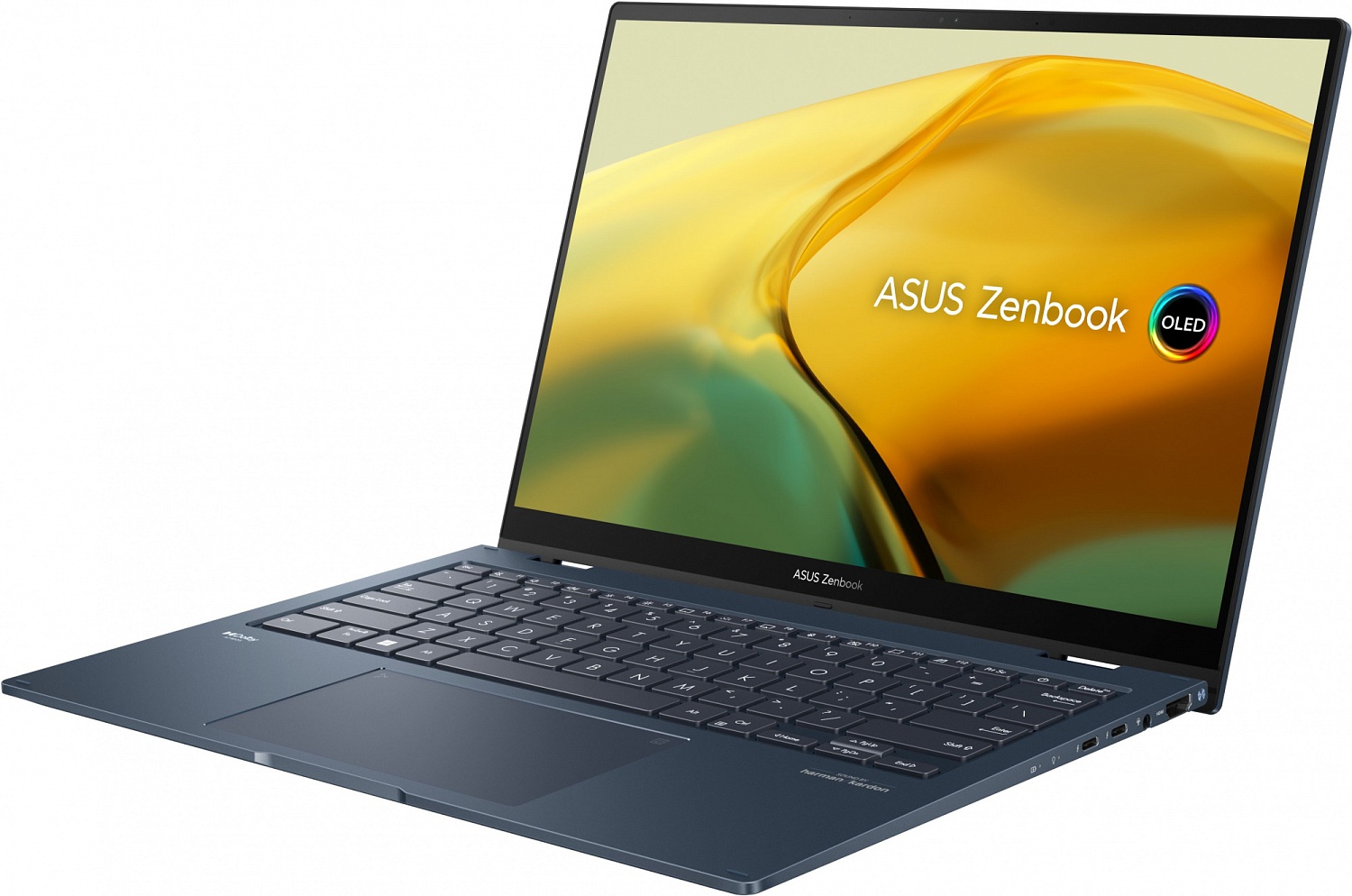 Ноутбук Asus Zenbook 14 Flip OLED UP3404VA-KN184W Core i7 1360P 16Gb SSD1Tb Intel Iris Xe graphics 14" OLED Touch 2.8K (2880x1800) Windows 11 Home blue WiFi BT Cam Bag (90NB10E2-M008S0)