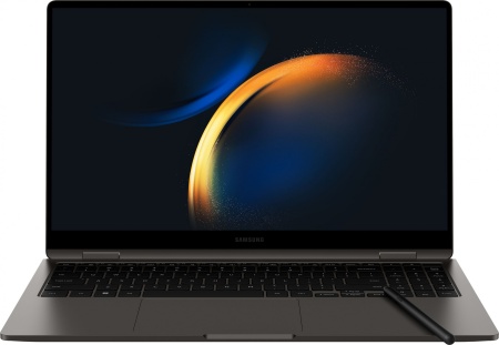 Ноутбук Samsung Galaxy book 3 360 NP754 Core i7 1360P 16Gb SSD512Gb Intel Iris Xe graphics 15.6" AMOLED Touch FHD (1920x1080) Windows 11 Professional dk.grey WiFi BT Cam (NP754QFG-KA1IT)