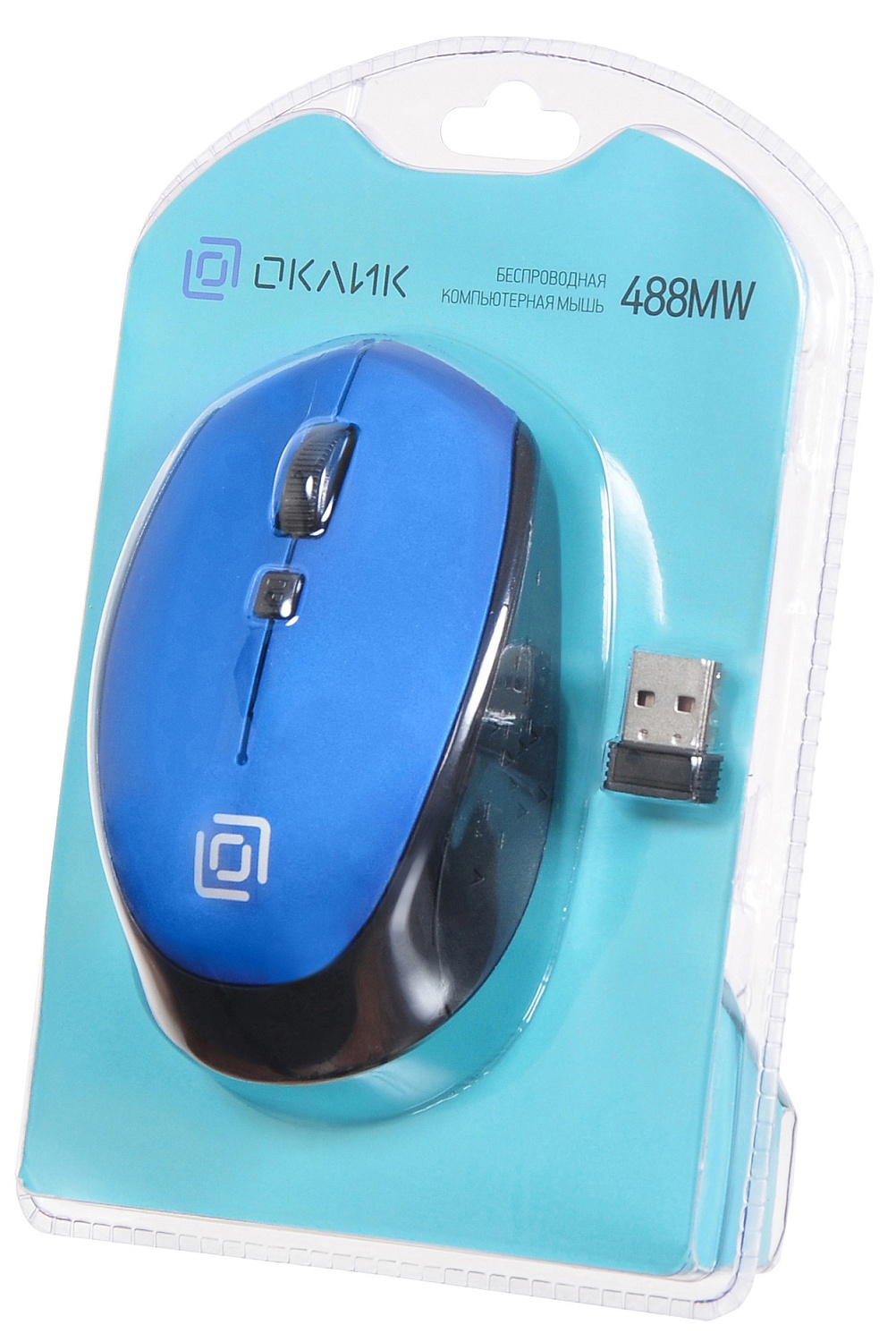 Мышь Оклик 488MW черный/синий оптическая (1600dpi) беспроводная USB для ноутбука (4but) Мышь Оклик 488MW черный/синий оптическая (1600dpi) беспроводная USB для ноутбука (4but)