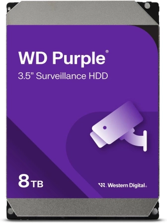 Жесткий диск Western Digital Purple HDD 3.5" SATA 8Tb, 5640RPM, 256MB buffer (DV&NVR), WD85PURZ, 1 year