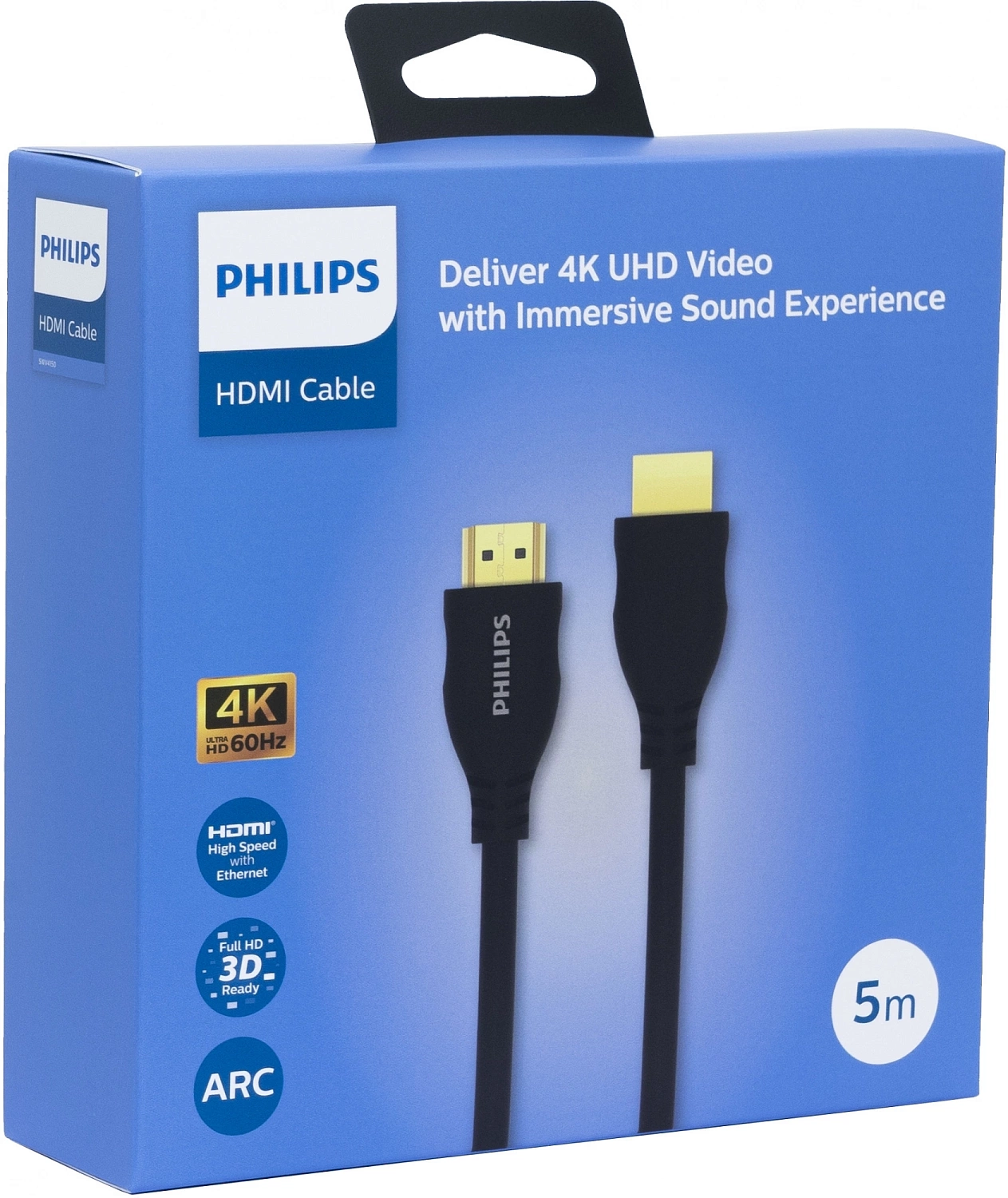 Кабель аудио-видео Philips 4K 60Гц Ultra HD HDMI/HDMI 5м. позолоч.конт. черный (SWV4150/56)