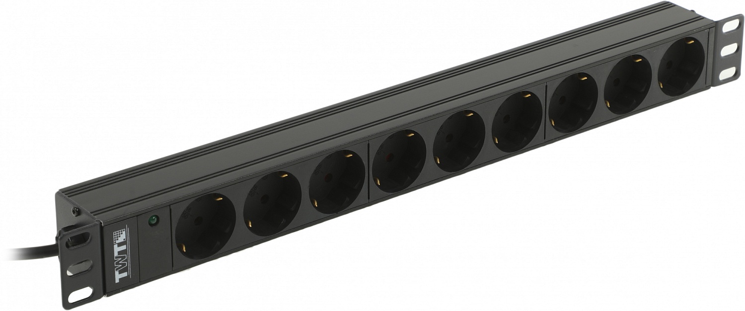 Блок распределения питания Lanmaster TWT-PDU19-10A9P4-3.0 гор.размещ. 9xSchuko базовые 10A C14 3м
