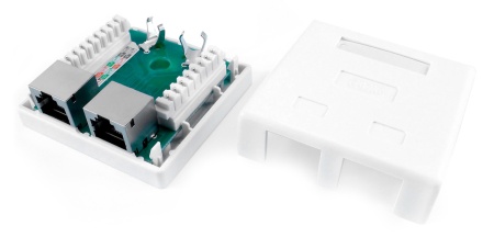 Розетка Hyperline SB1-2-8P8C-C6-SH-WHRJ45 2 кат.6 FTP бел. (упак.:1шт)