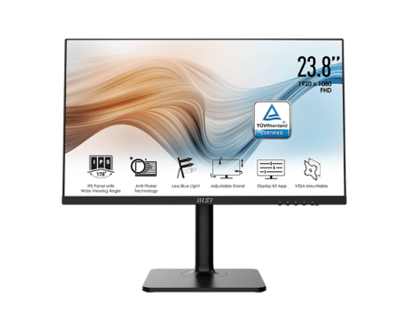 Монитор MSI Modern MD241P 23.8” 16:9 FHD(1920x1080)IPS, 5ms(GTG), 1000:1, 100000:1, 250nit, 178/178, HDMI 1.4, USB-C, Speaker, Tilt, Swivel, Height,Pivot, VESA, 75Hz, 1y war -ty