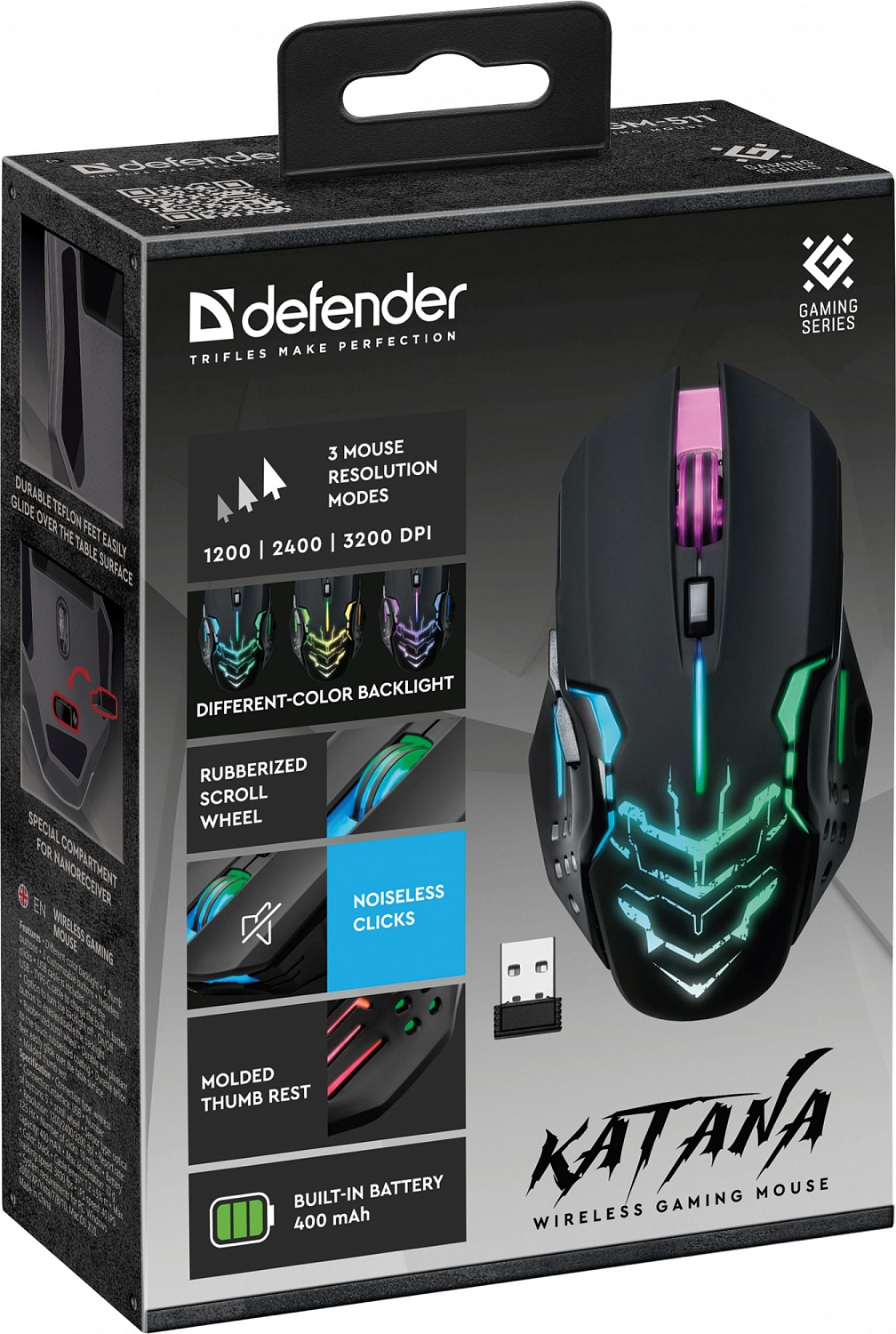 Мышь Defender Katana GM-511 черный оптическая 3200dpi silent беспров. USB 5but (52511) Мышь Defender Katana GM-511 черный оптическая 3200dpi silent беспров. USB 5but (52511)
