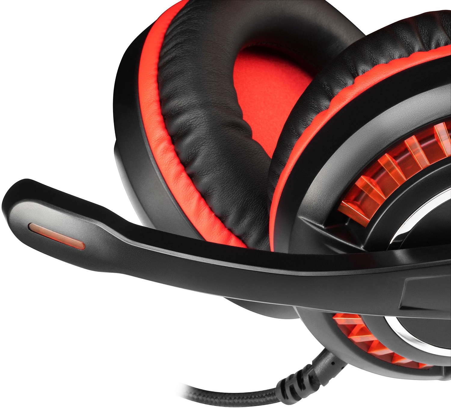 Наушники с микрофоном Оклик HS-L610G SAMURAI черный/красный 2.2м мониторные USB оголовье (1460161)