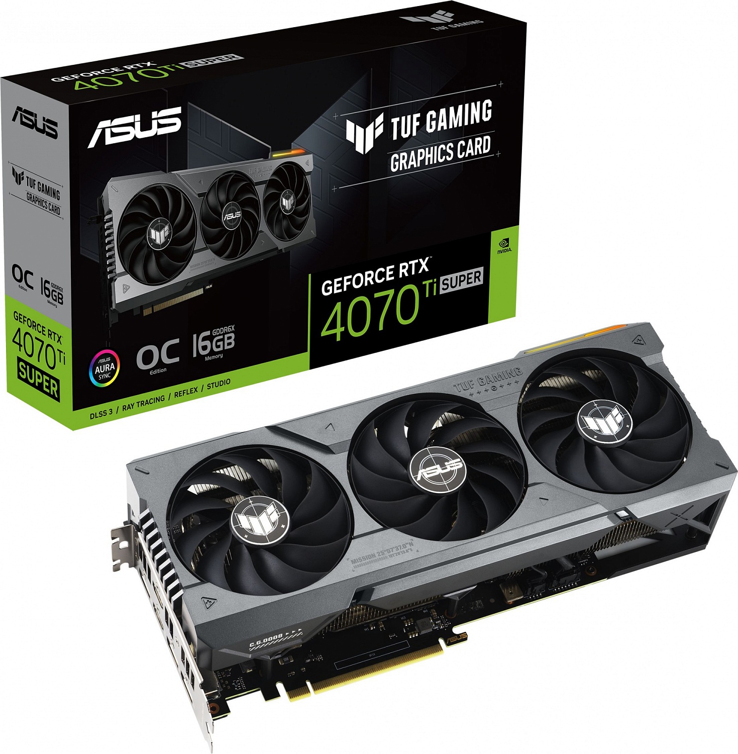 Видеокарта Asus PCI-E 4.0 TUF-RTX4070TIS-O16G-GAMING NVIDIA GeForce RTX 4070TI Super 16Gb 192bit GDDR6X 2730/21000 HDMIx2 DPx3 HDCP Ret