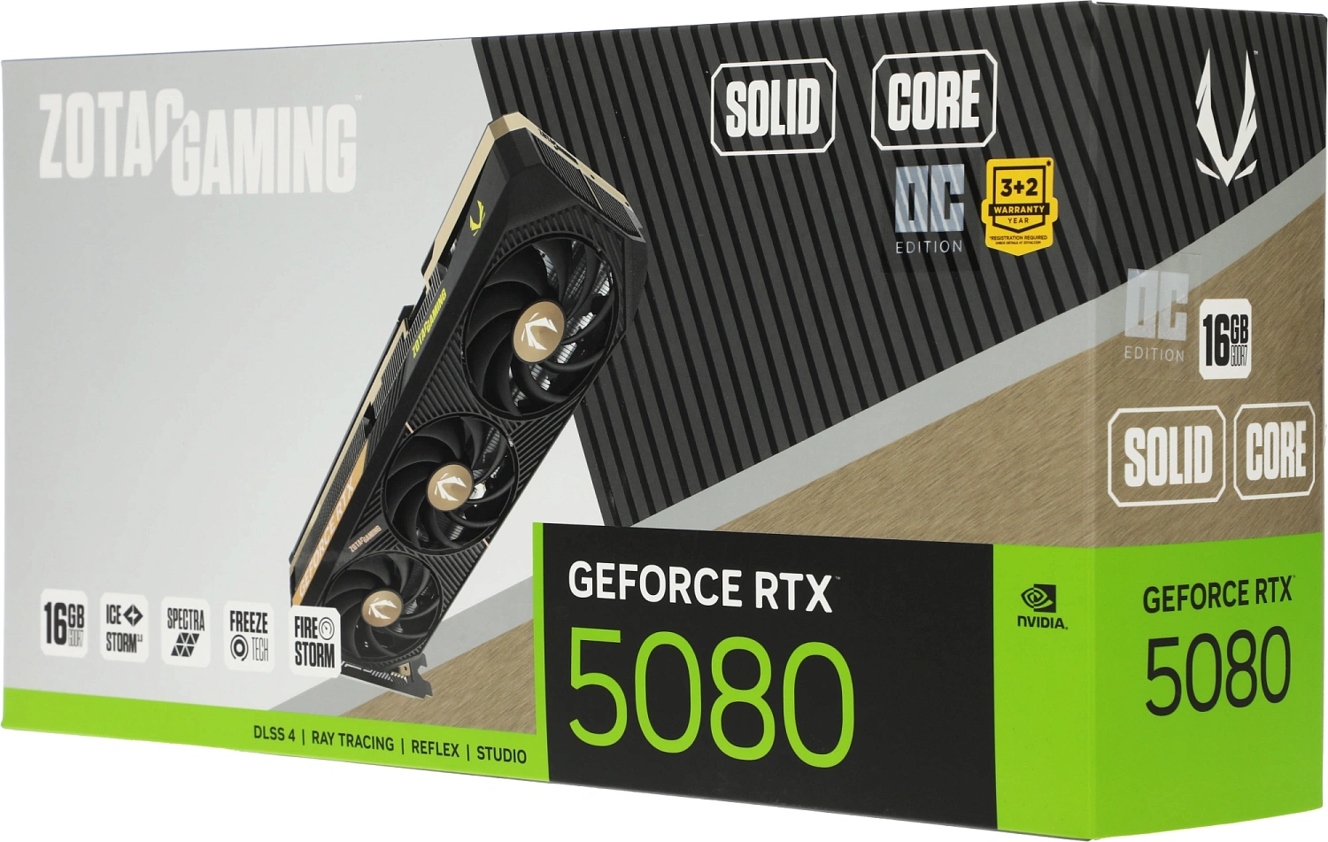 Видеокарта Zotac PCI-E 4.0 RTX 5080 SOLID CORE OC NVIDIA GeForce RTX 5080 16Gb 256bit GDDR7 2640/30000 HDMIx1 DPx3 HDCP Ret
