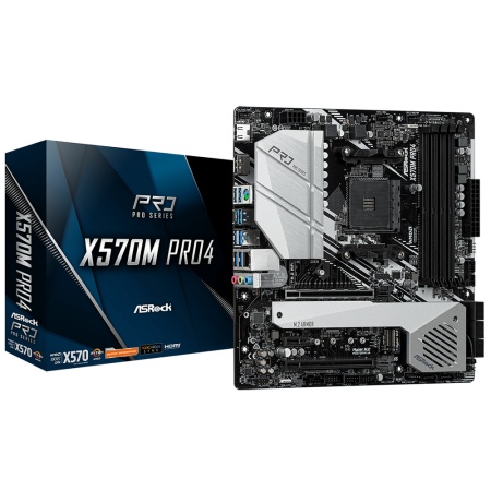 X570M PRO4, Socket AM4, AMD X570, 4xDDR4-3200, HDMI+DP, 2xPCI-Ex16, 1xPCI-Ex1, 8xSATA3(RAID 0/1/10), 3xM.2, 8 Ch Audio, GLan, (0+4)xUSB2.0, (7+2)xUSB3.2, (1+0)xUSB3.2 Type-C™, 1xPS/2, mATX, RTL {20} (338812)