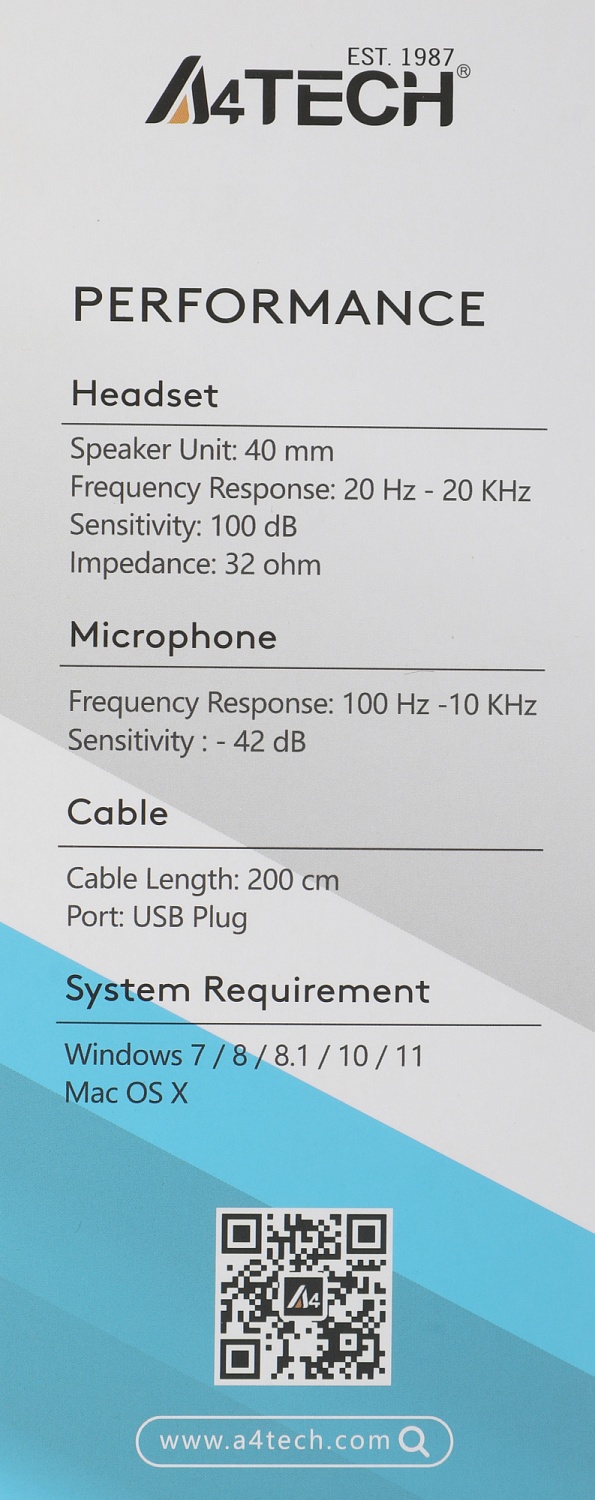 Наушники с микрофоном A4Tech Fstyler FH100U белый/черный 2м накладные USB оголовье (FH100U (PANDA))