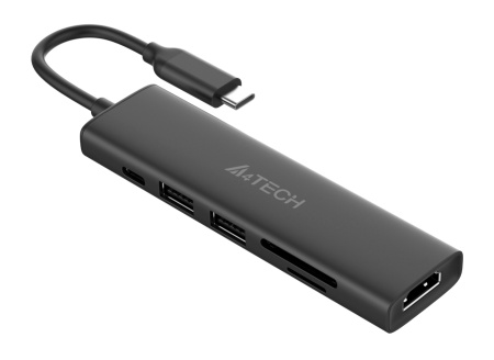 Разветвитель USB-C A4Tech DST-60C 2порт. серый