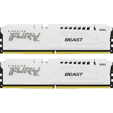 Модуль памяти Kingston 32GB (2x16GB) DDR5 6000MT/s CL36 FURY Beast White EXPO Non-ECC Unbuffered DIMM (Kit of 2) 1RX8 36-44-44 1.35V 288-pin 16Gbit