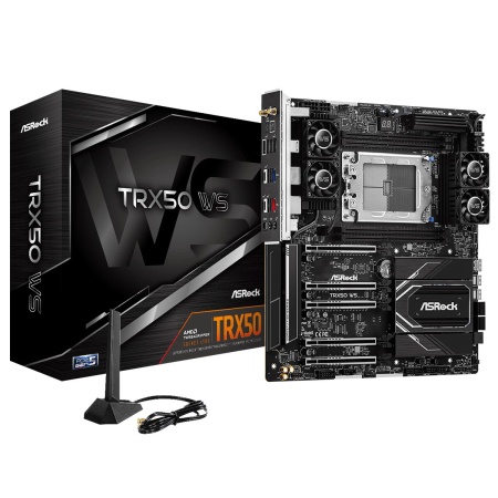 TRX50 WS, Socket sTR5, AMD TRX50, 4xDDR5-4800, DP, 5xPCI-Ex16, 4xSATA3(RAID 0/1/10), 3xM.2, 8 Ch Audio, 10Gb Lan, 2.5Gb Lan, Wi-Fi, (0+4)xUSB2.0, (6+2)xUSB3.2, (2+1)xUSB3.2 Type-C™, ATX, RTL