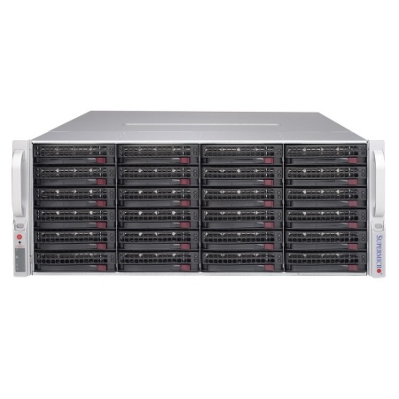 SuperMicro CSE-847E1C-R1K23JBOD 44x (24 front + 20 rear) 3.5" hot-swap SAS/SATA drive bays supporting SAS3/2 or SATA3 HDDs with 12Gbps throughput/Redundant 1200W Titaninum Level (1+1) power supplies with PMBus (433988)