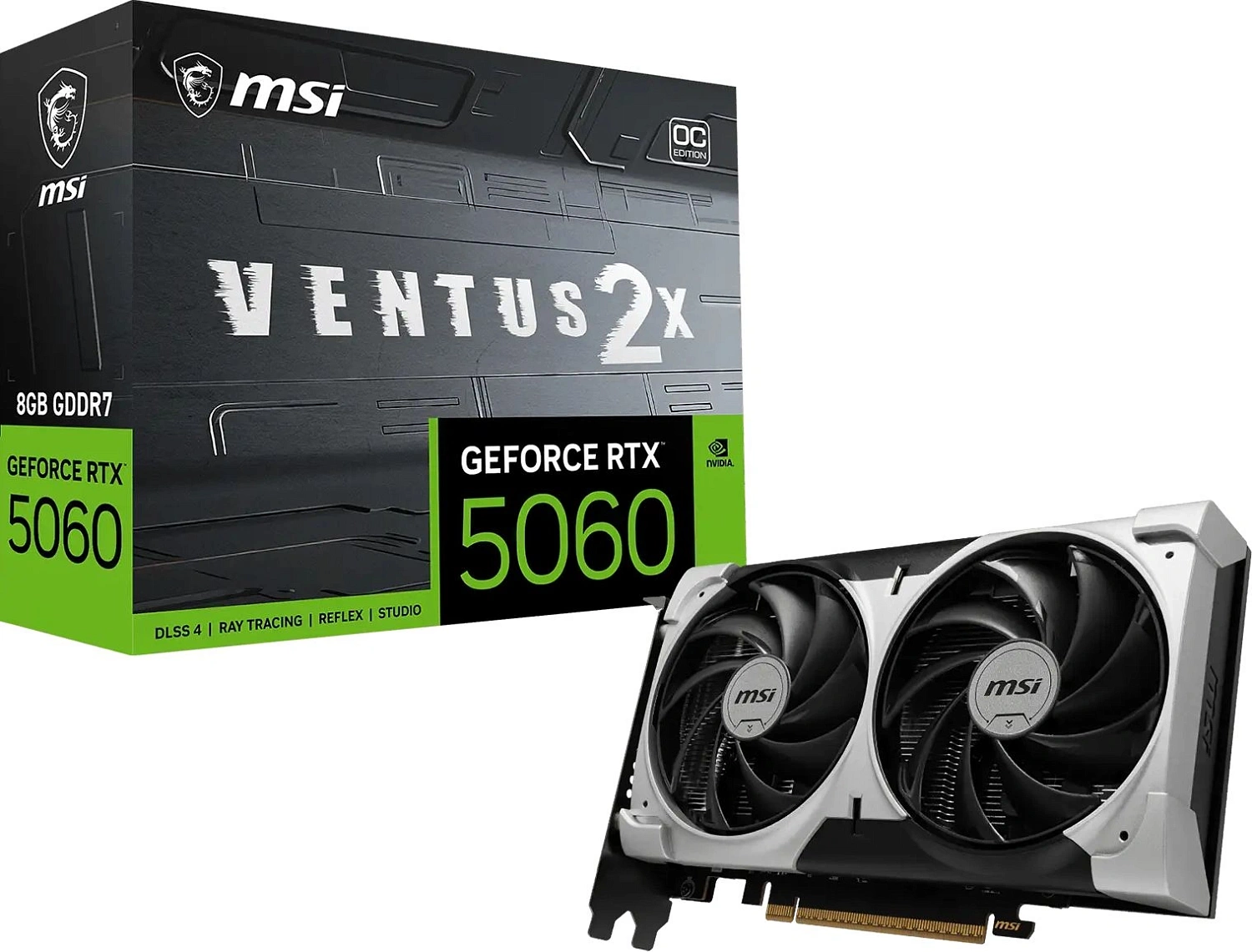 Видеокарта MSI PCI-E 5.0 RTX 5060 8G VENTUS 2X OC V1 NVIDIA GeForce RTX 5060 8Gb 128bit GDDR7 2527/28000 HDMIx1 DPx3 HDCP Ret