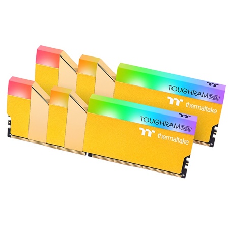 16GB Thermaltake DDR4 3600 DIMM TOUGHRAM RGB Metallic Gold Gaming Memory RG26D408GX2-3600C18A RG26D408GX2-3600C18A Non-ECC, CL18, 1.35V, Heat Shield, XMP 2.0, Kit (2x8GB), RTL (528313)