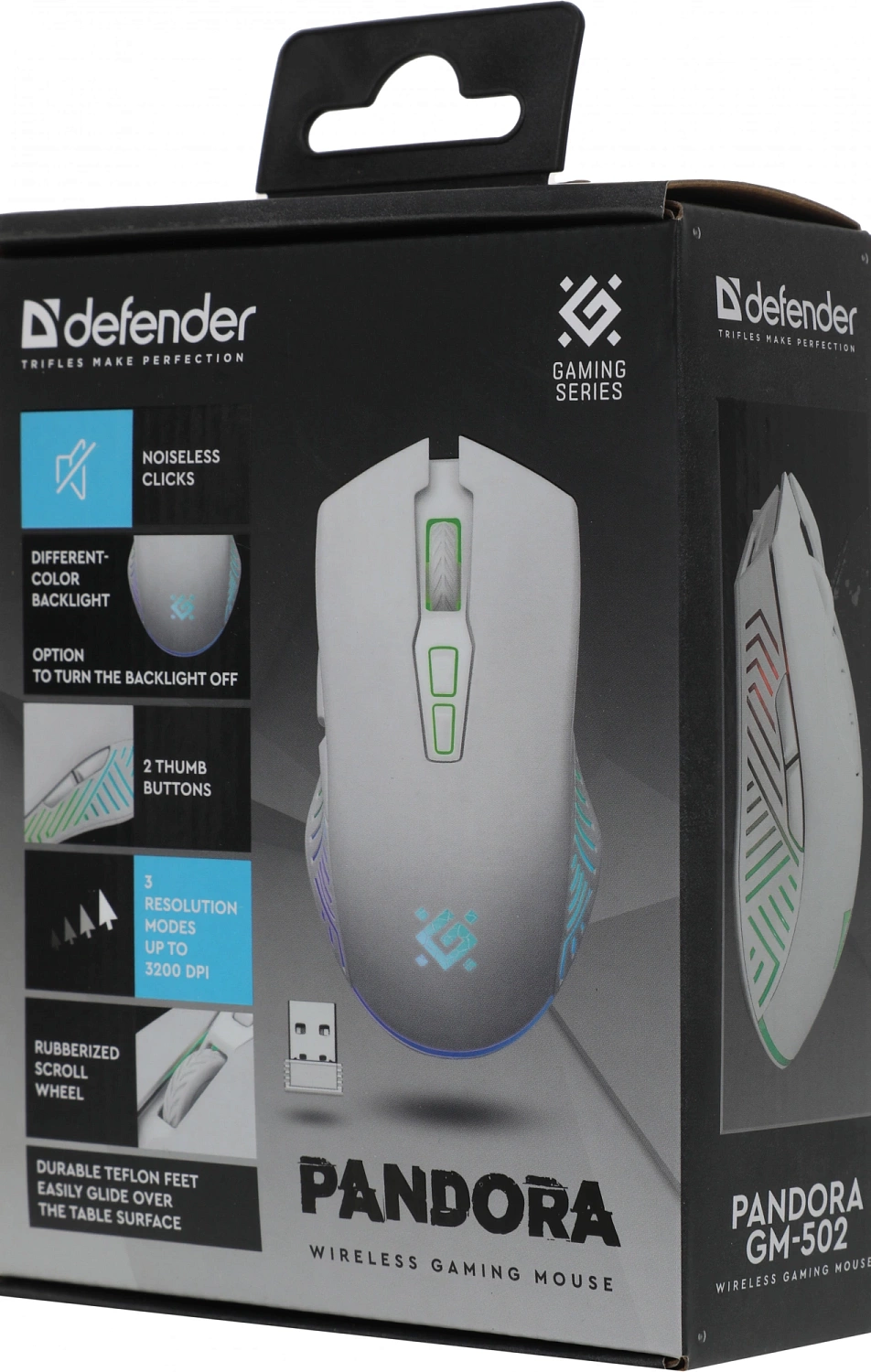 Мышь Defender Pandora GM-502 белый оптическая 3200dpi silent беспров. USB 6but (52502) Мышь Defender Pandora GM-502 белый оптическая 3200dpi silent беспров. USB 6but (52502)